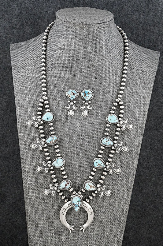 Turquoise & Sterling Silver Squash Blossom Set - Matthew Gordon