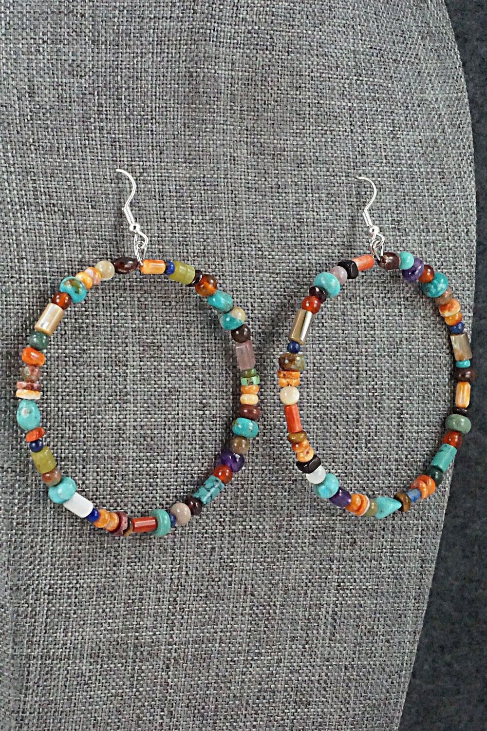 Multi-Stone & Sterling Silver Earrings - Helen Tsosie