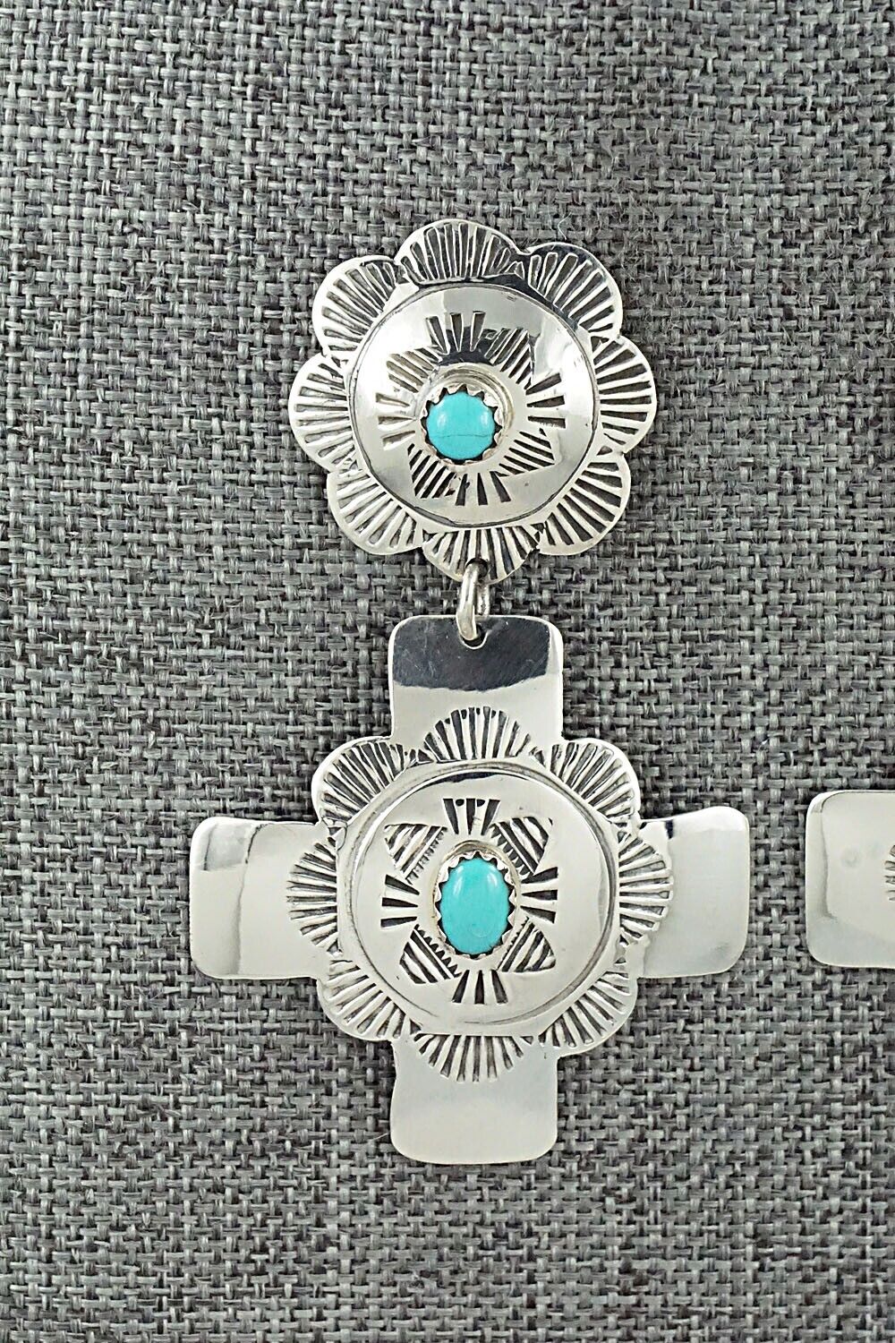 Turquoise and Sterling Silver Earrings - Bertha Begay