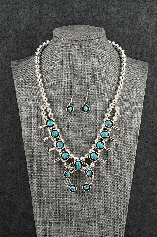 Turquoise & Sterling Silver Squash Blossom Set - Phil Garcia