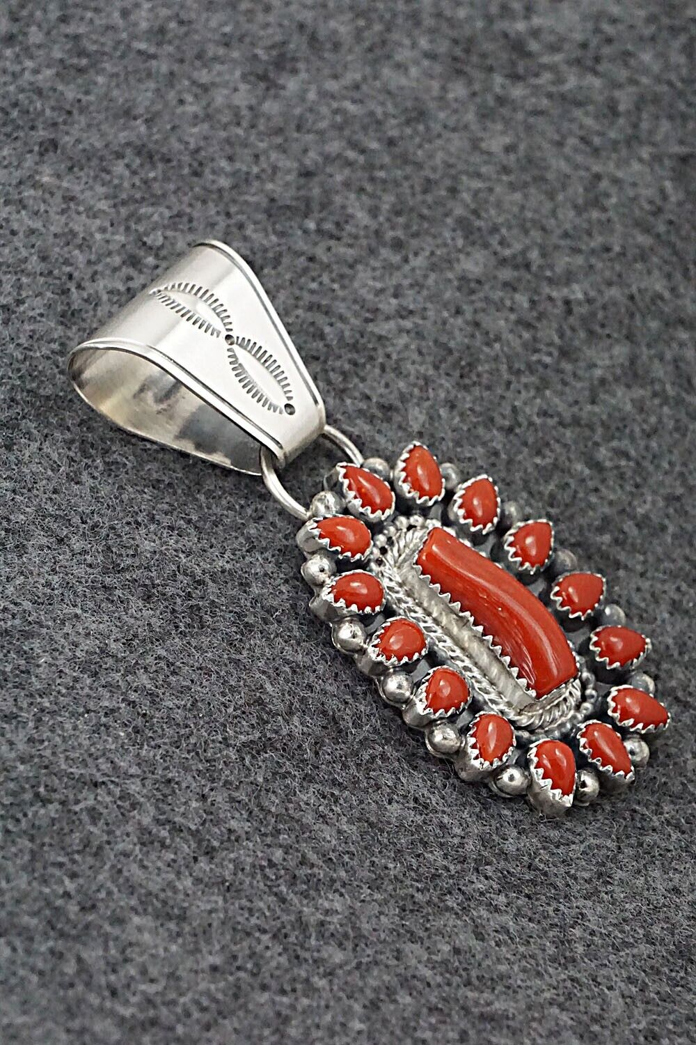Coral & Sterling Silver Pendant - Tom Lewis