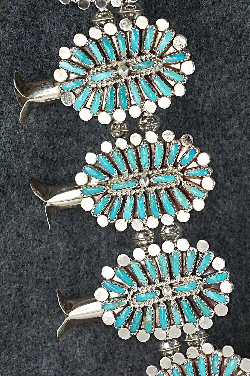 Turquoise & Sterling Silver Squash Blossom Set - Lavell Byjoe