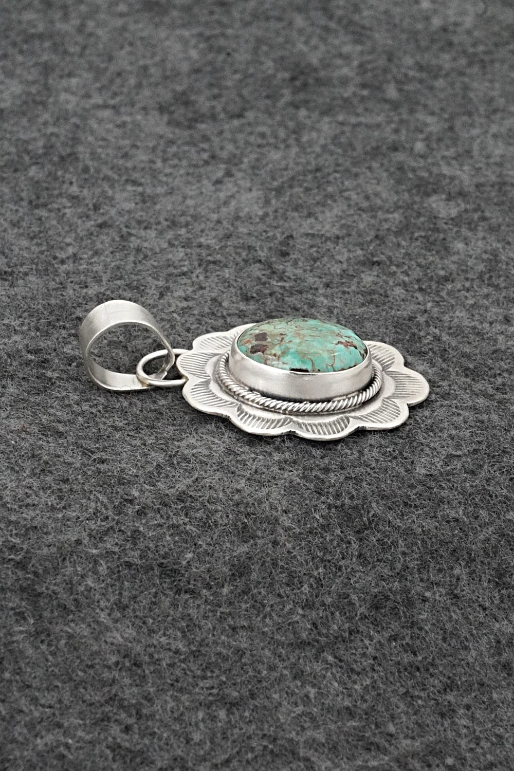 Turquoise & Sterling Silver Pendant - Cordell Platero