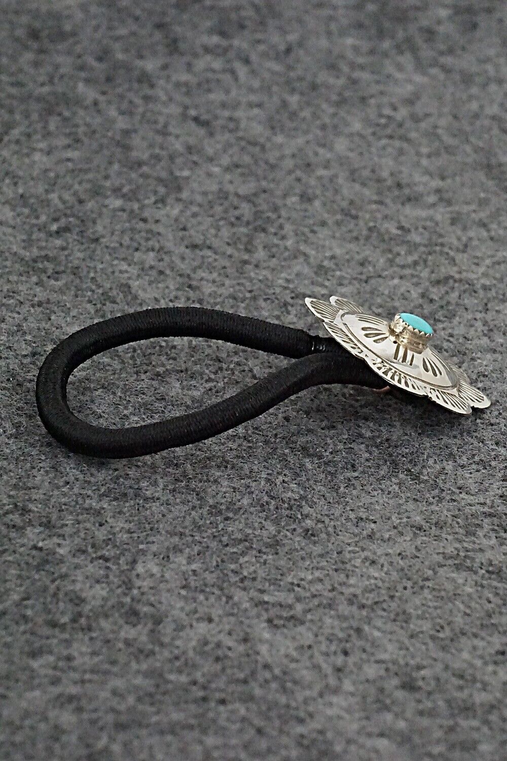 Turquoise & Sterling Silver Hair Tie - Bertha Begay