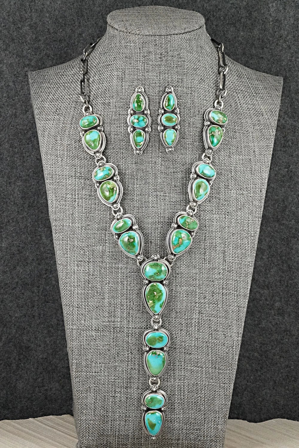 Turquoise & Sterling Silver Necklace and Earrings Set - Randy Boyd