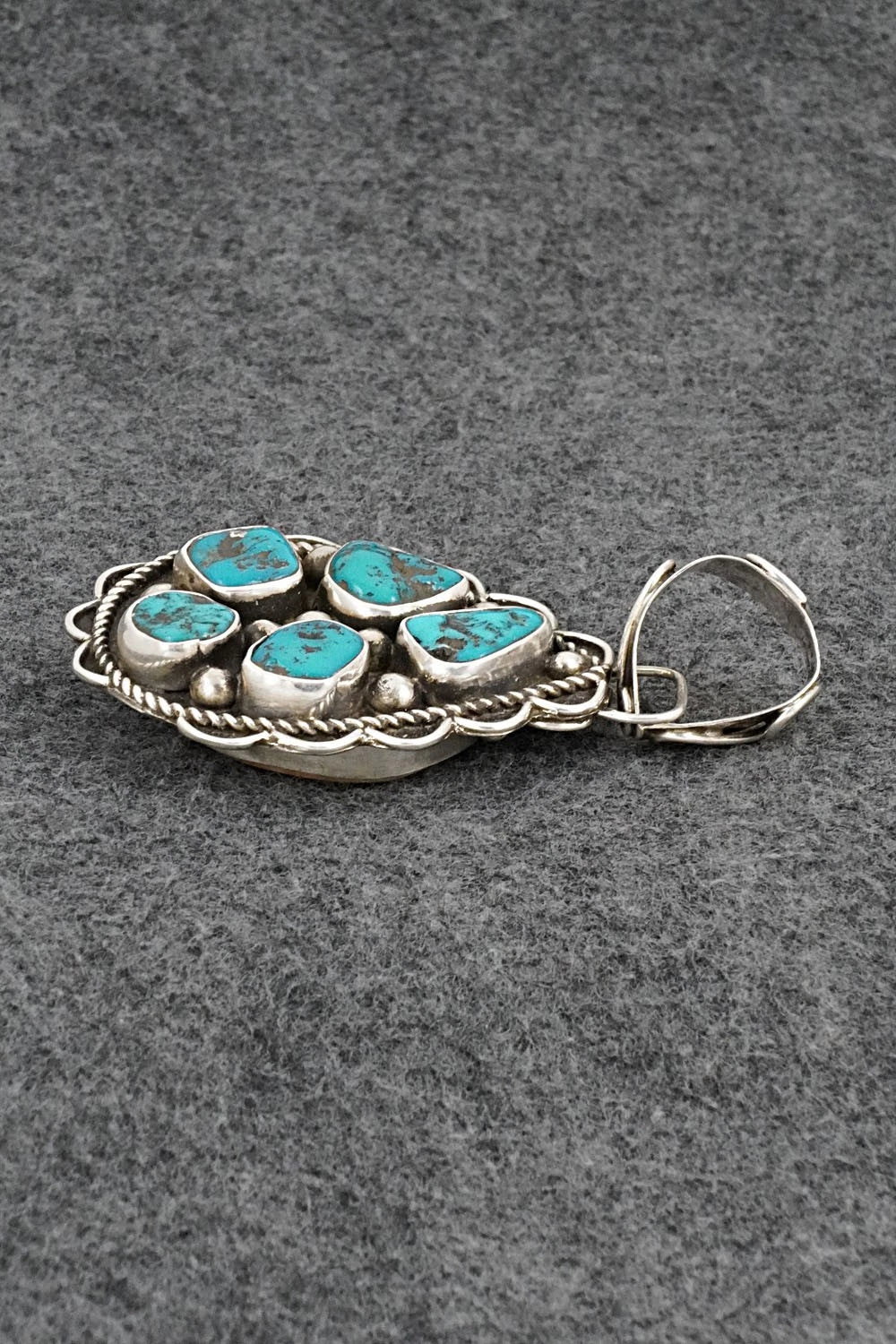 Turquoise, Spiny Oyster & Sterling Silver Pendant - Priscilla Reeder