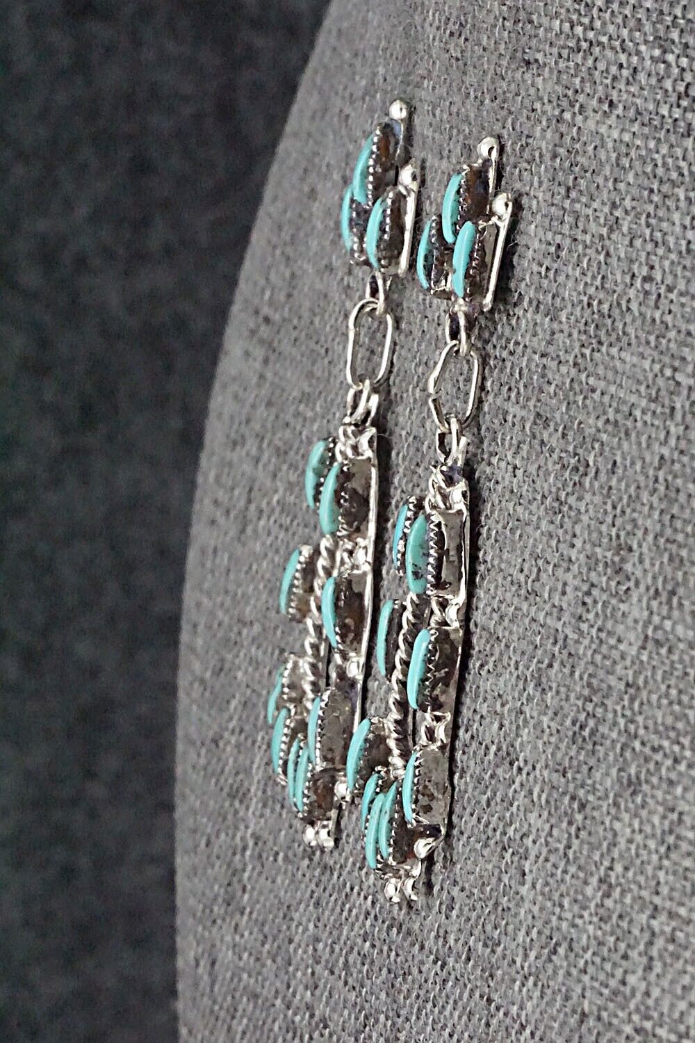 Turquoise & Sterling Silver Earrings - Veronica Yawakia