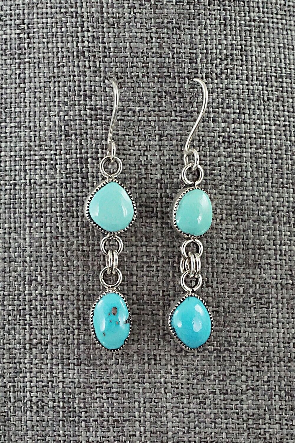 Turquoise & Sterling Silver Necklace and Earrings Set - Smokey Gchachu