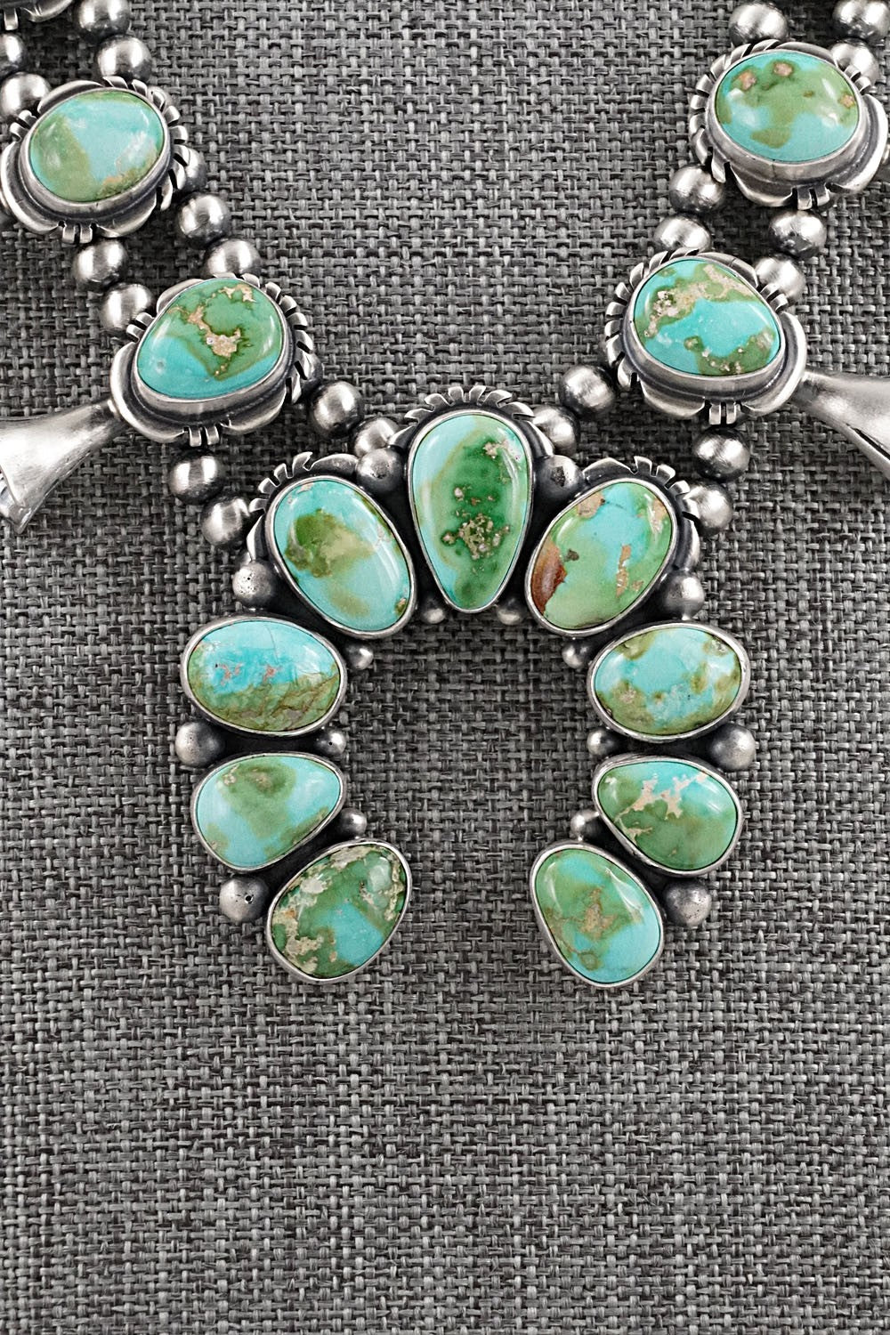 Turquoise & Sterling Silver Squash Blossom Set - Mark Yazzie