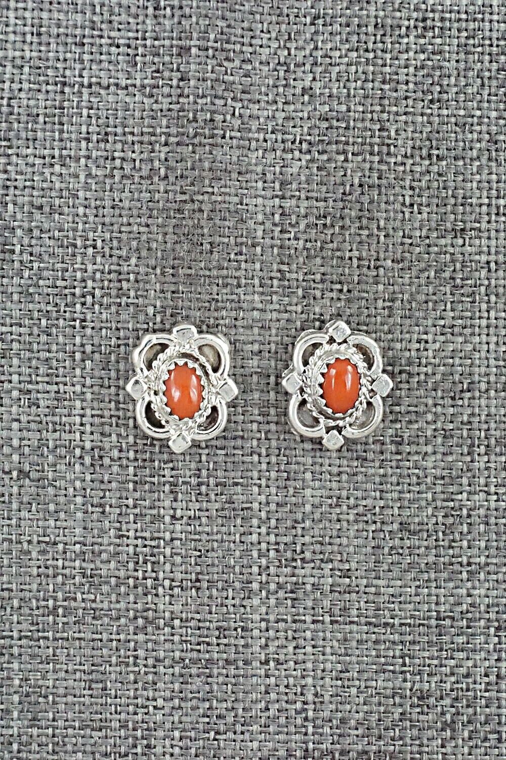 Coral & Sterling Silver Earrings - Theresa Smith