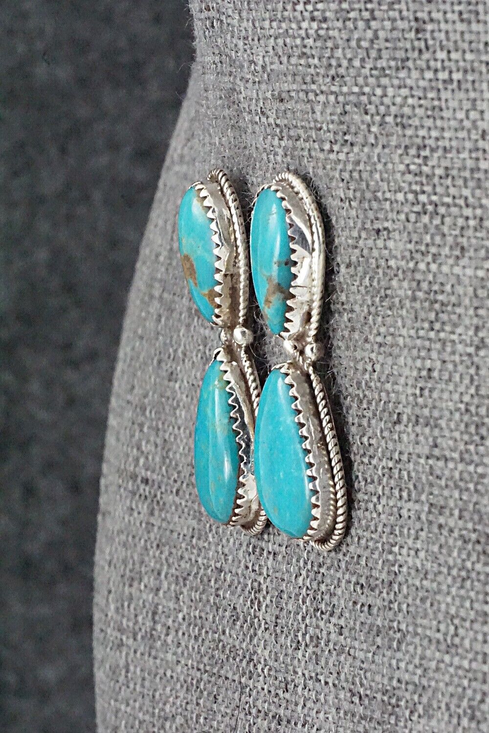 Turquoise & Sterling Silver Earrings - Ernest Hawthorne