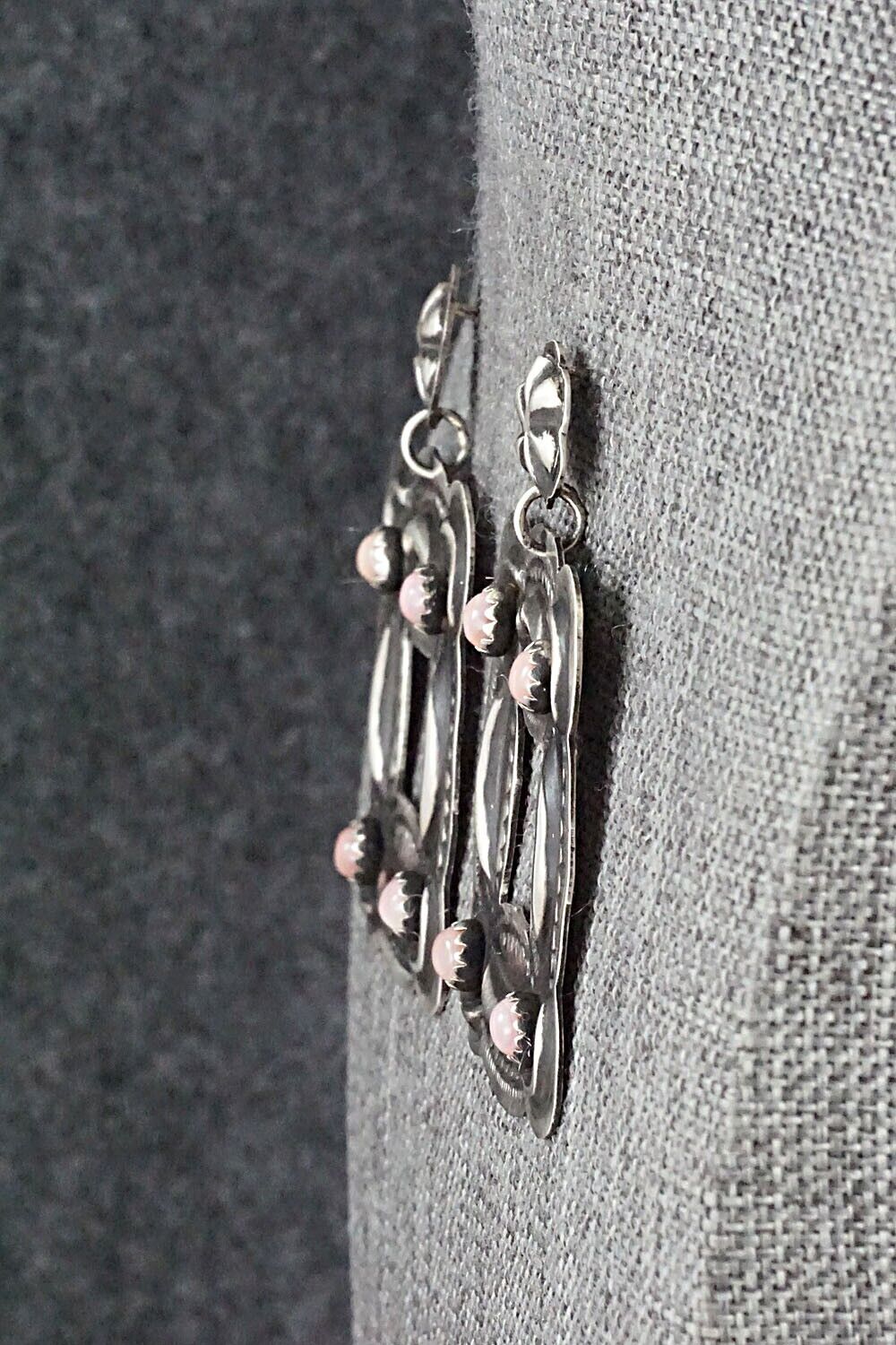 Pink Conch Shell & Sterling Silver Earrings - Leander Tahe