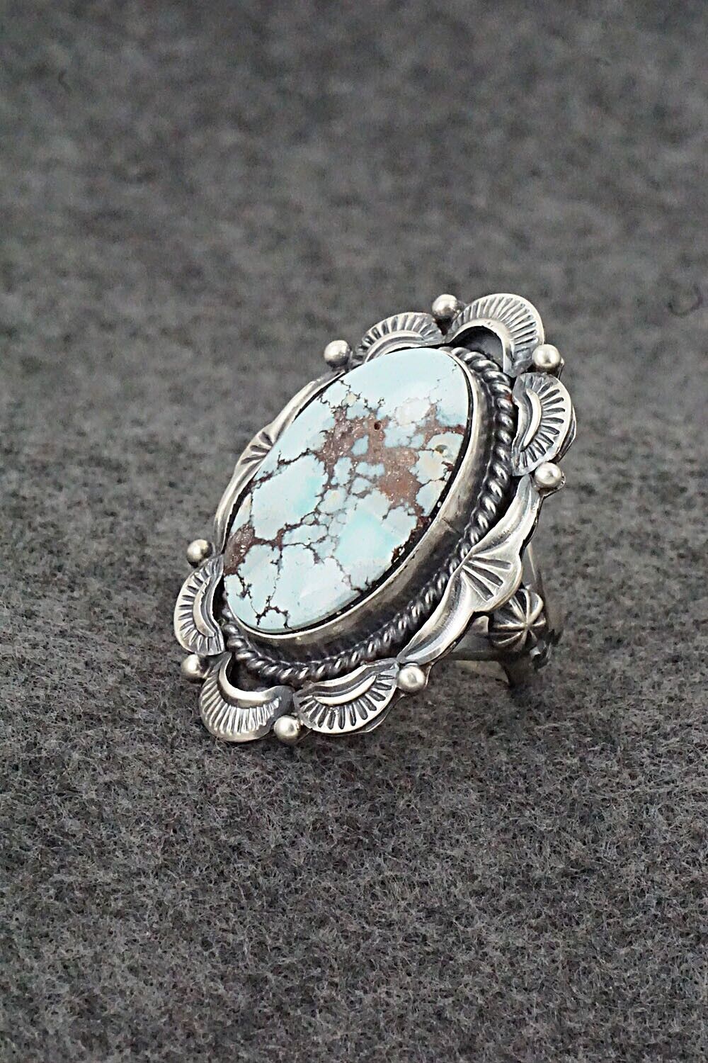 Turquoise & Sterling Silver Ring - Raymond Delgarito - Size 9