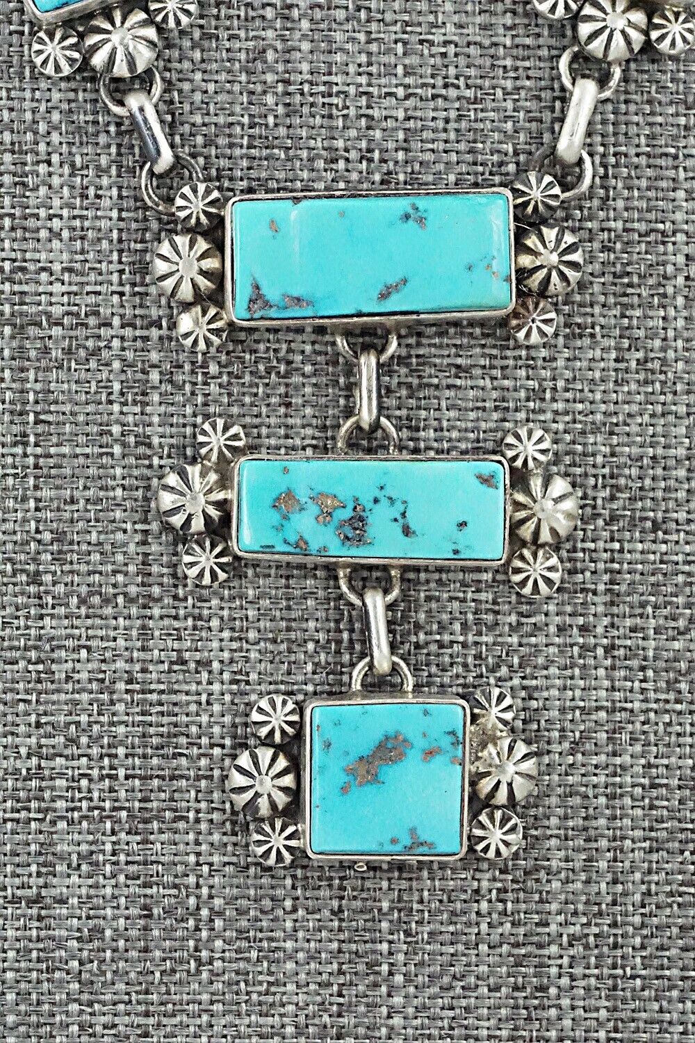 Turquoise & Sterling Silver Necklace and Earrings Set - Paul Livingston