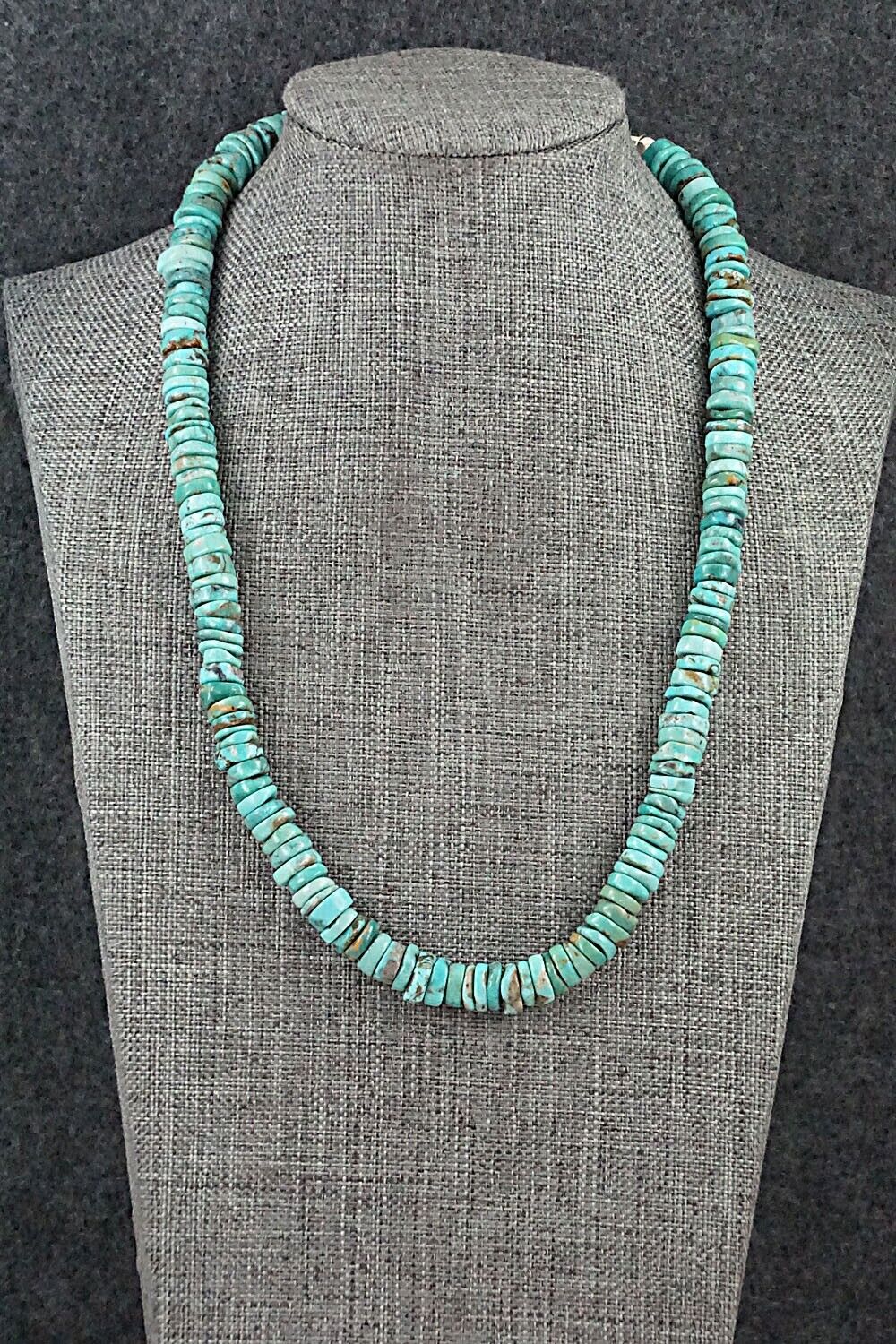 Turquoise & Sterling Silver Necklace 18" - Doreen Jake
