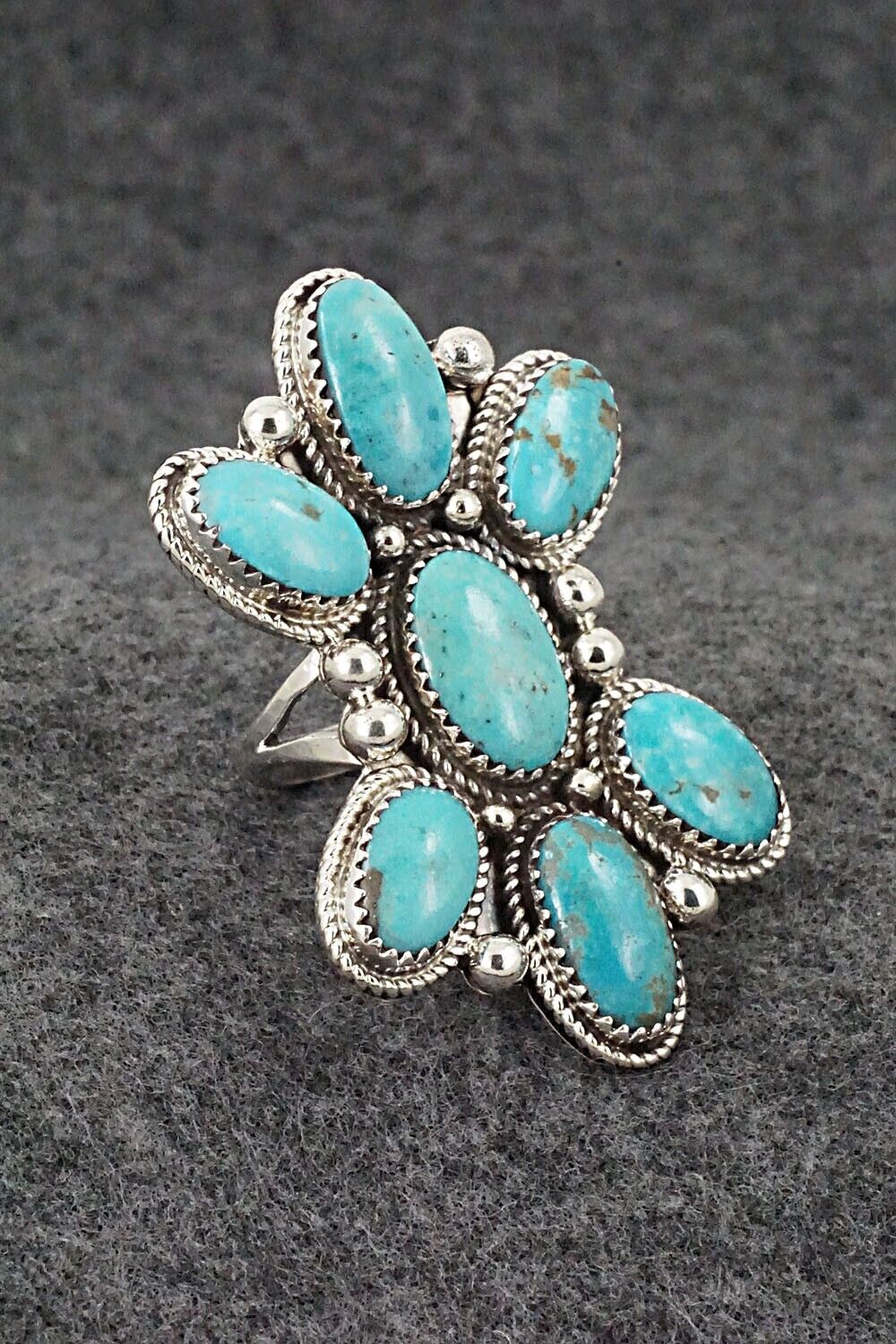 Turquoise & Sterling Silver Ring - Ernest Hawthorne - Size 8