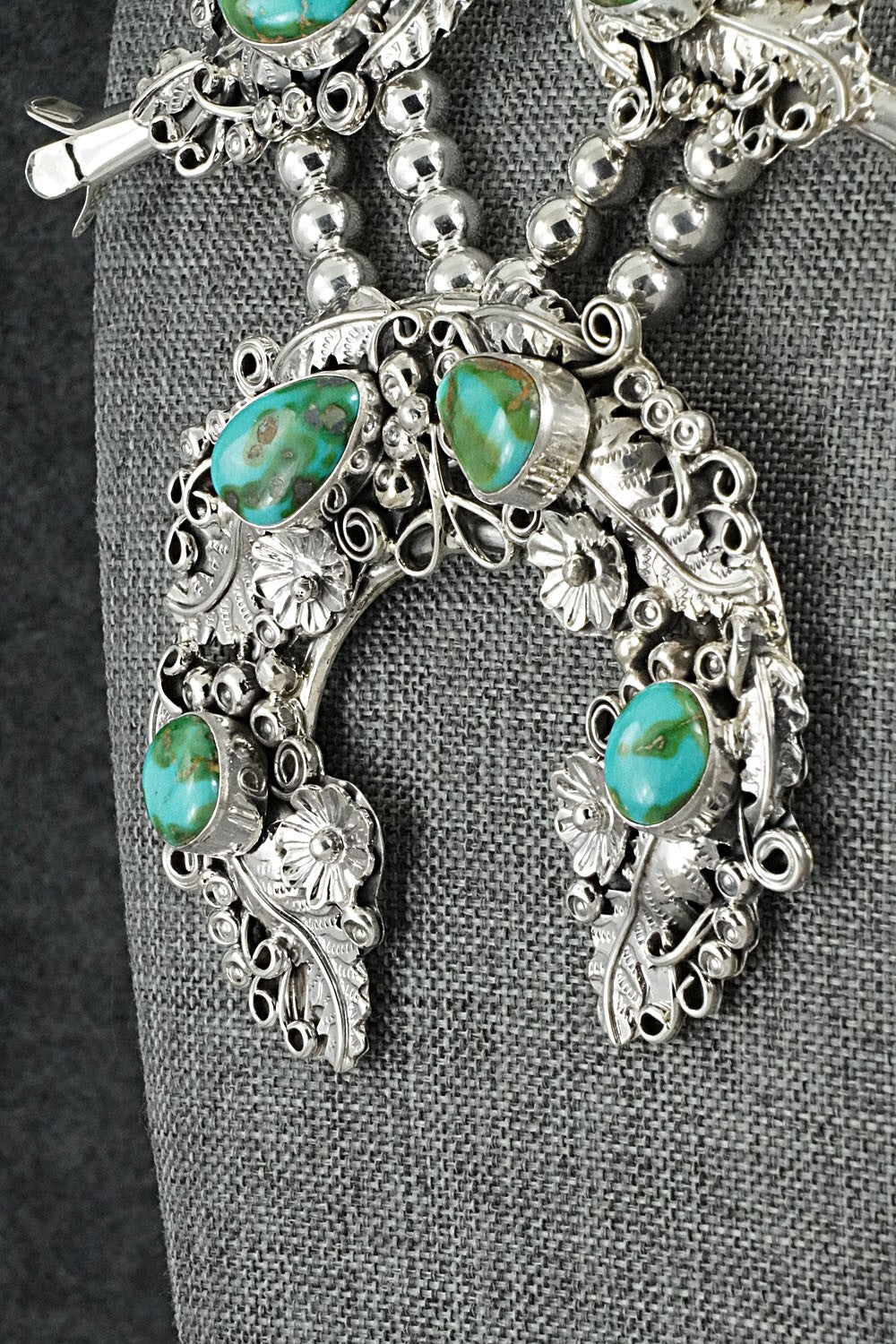 Turquoise & Sterling Silver Squash Blossom Set - Harry B. Yazzie
