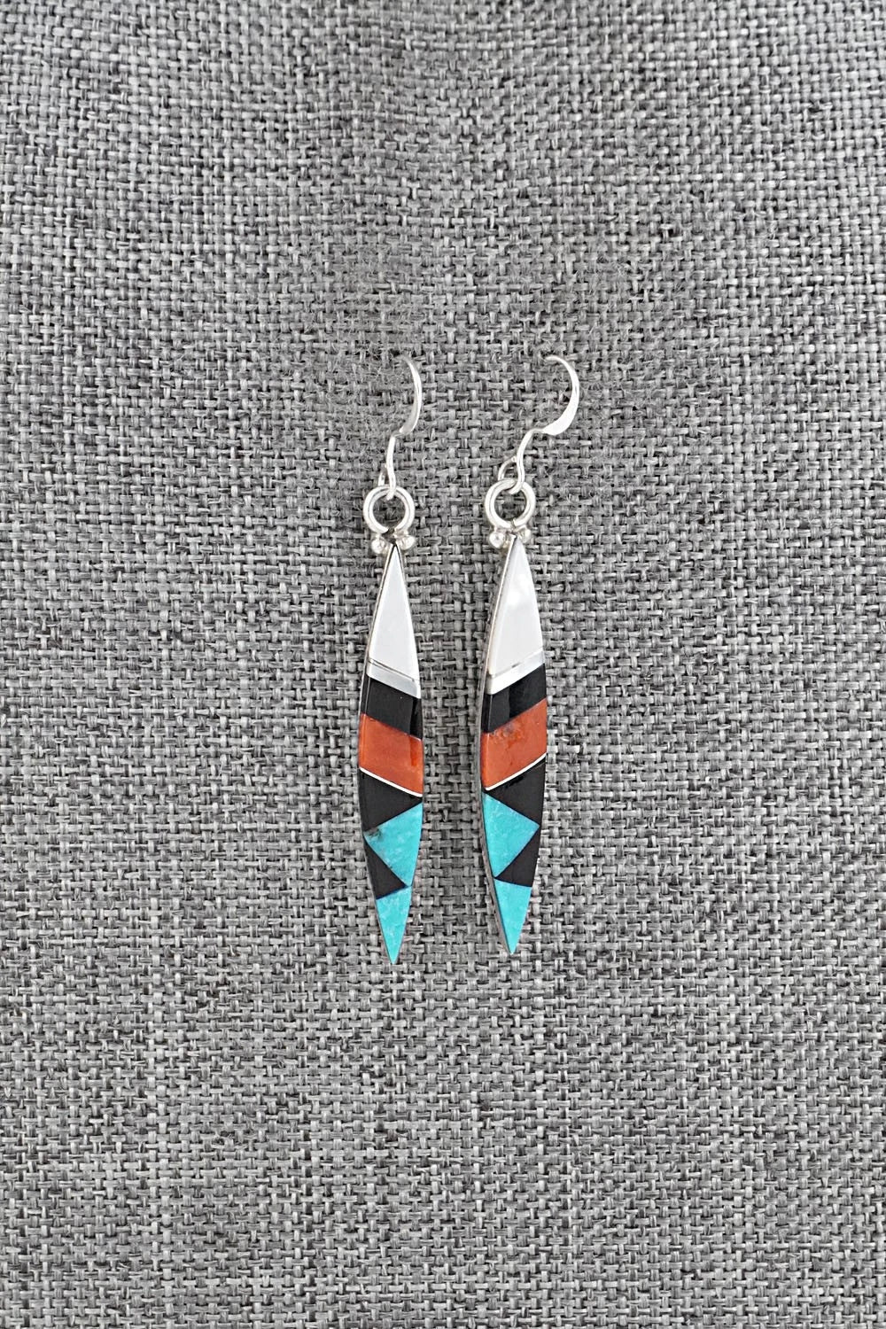 Multi-Stone Inlay & Sterling Silver Earrings - Cleo Kallestewa