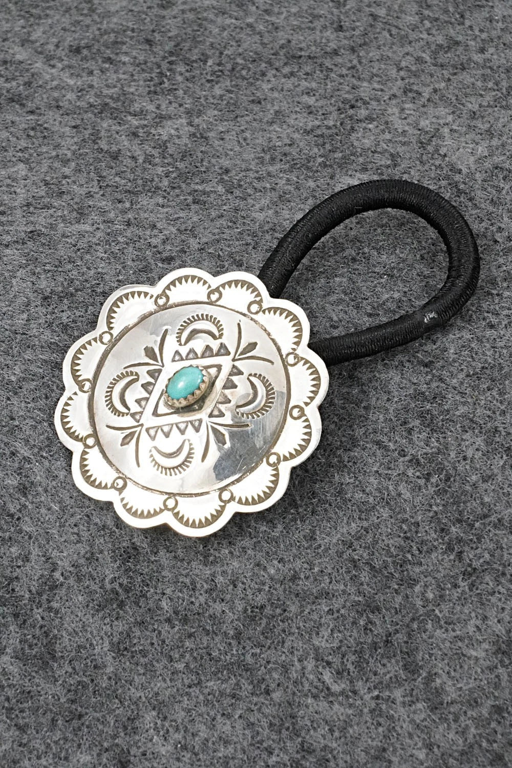 Turquoise & Sterling Silver Hair Tie - Bertha Begay