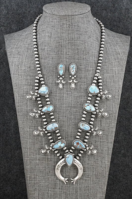 Turquoise & Sterling Silver Squash Blossom Set - Matthew Gordon