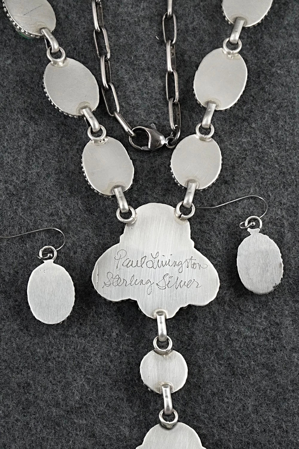 Turquoise & Sterling Silver Necklace and Earrings Set - Paul Livingston