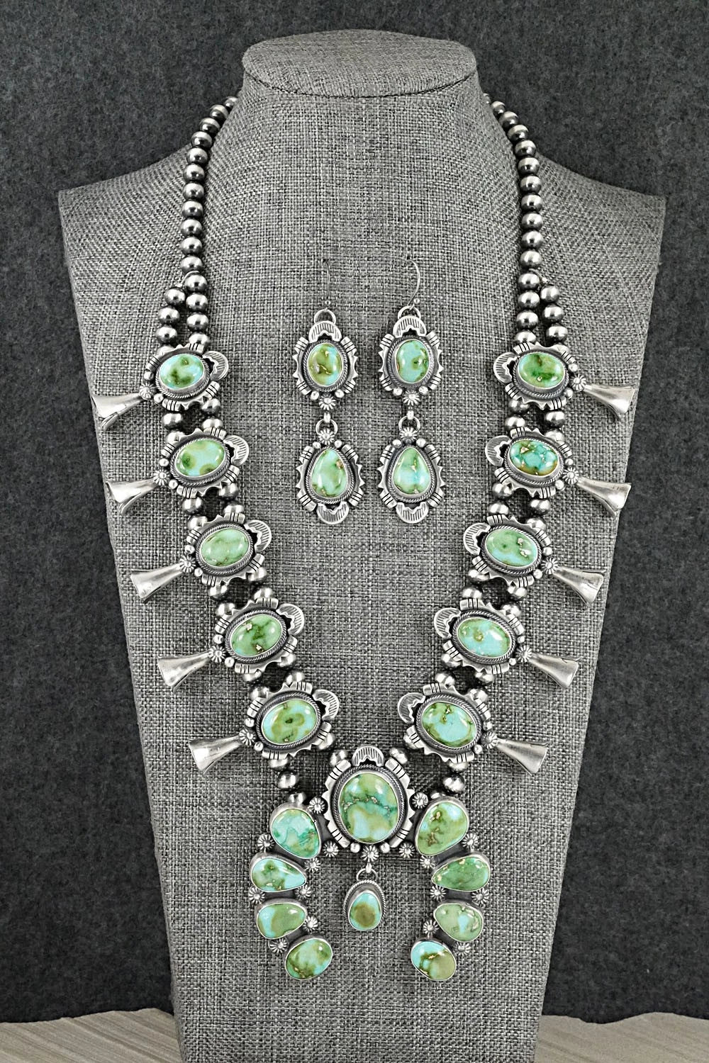 Turquoise & Sterling Silver Squash Blossom Set - Jackson Hoskie