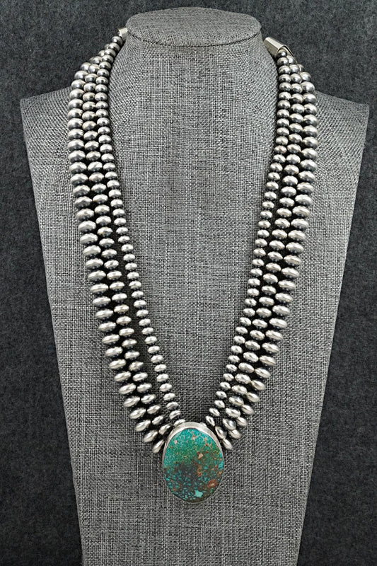 Turquoise & Sterling Silver Navajo Pearl Necklace - Johnson & Halwood