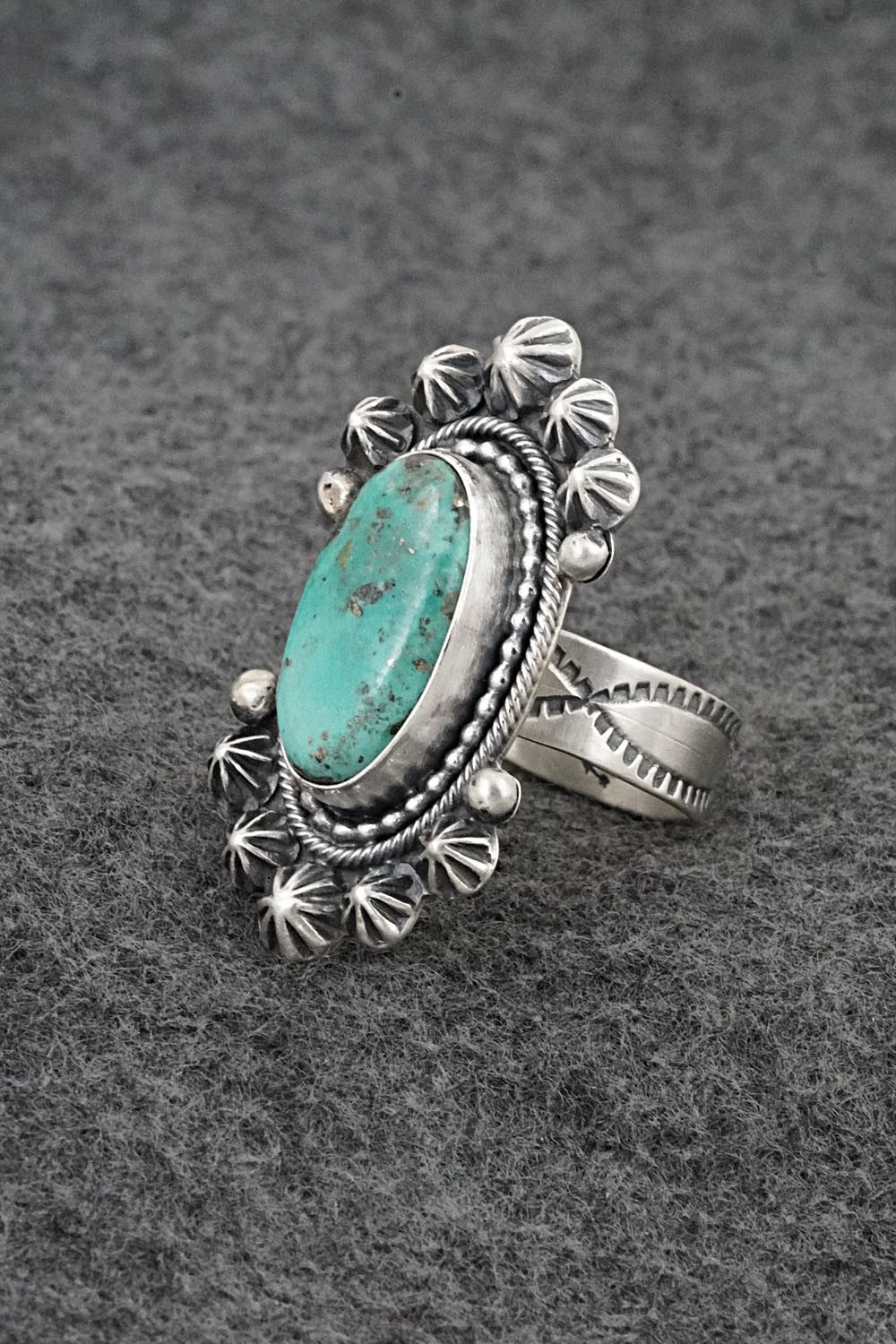Turquoise & Sterling Silver Ring - Cordell Platero - Size Adjustable