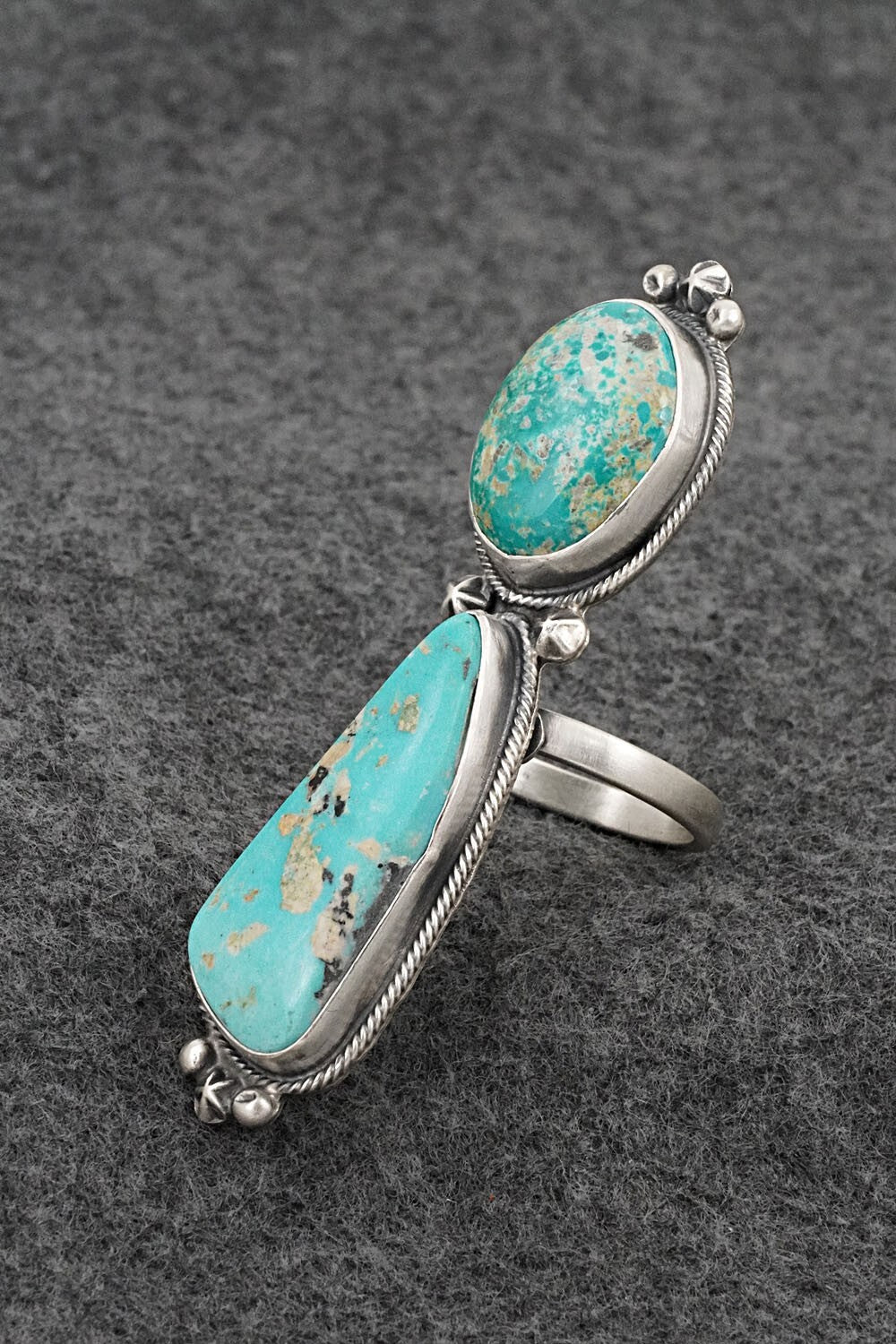 Turquoise & Sterling Silver Ring - Randy Billy - Size 8 Adj.