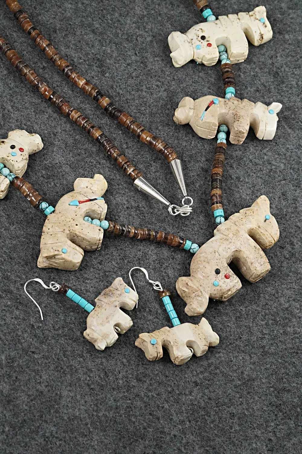 Multi-Stone Horse Fetish & Sterling Silver Necklace Set - Dannette Laate