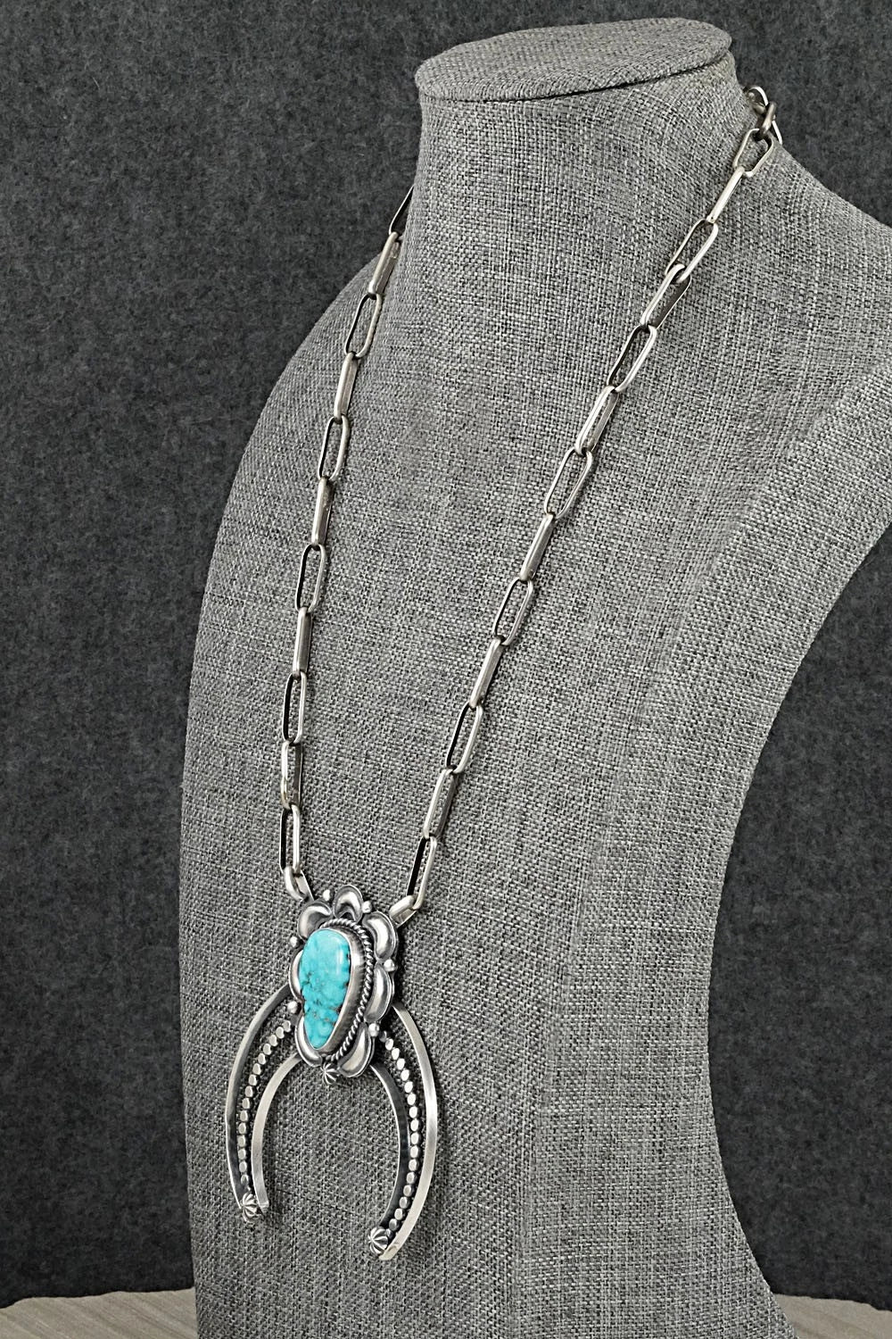 Turquoise & Sterling Silver Necklace - Raymond Delgarito