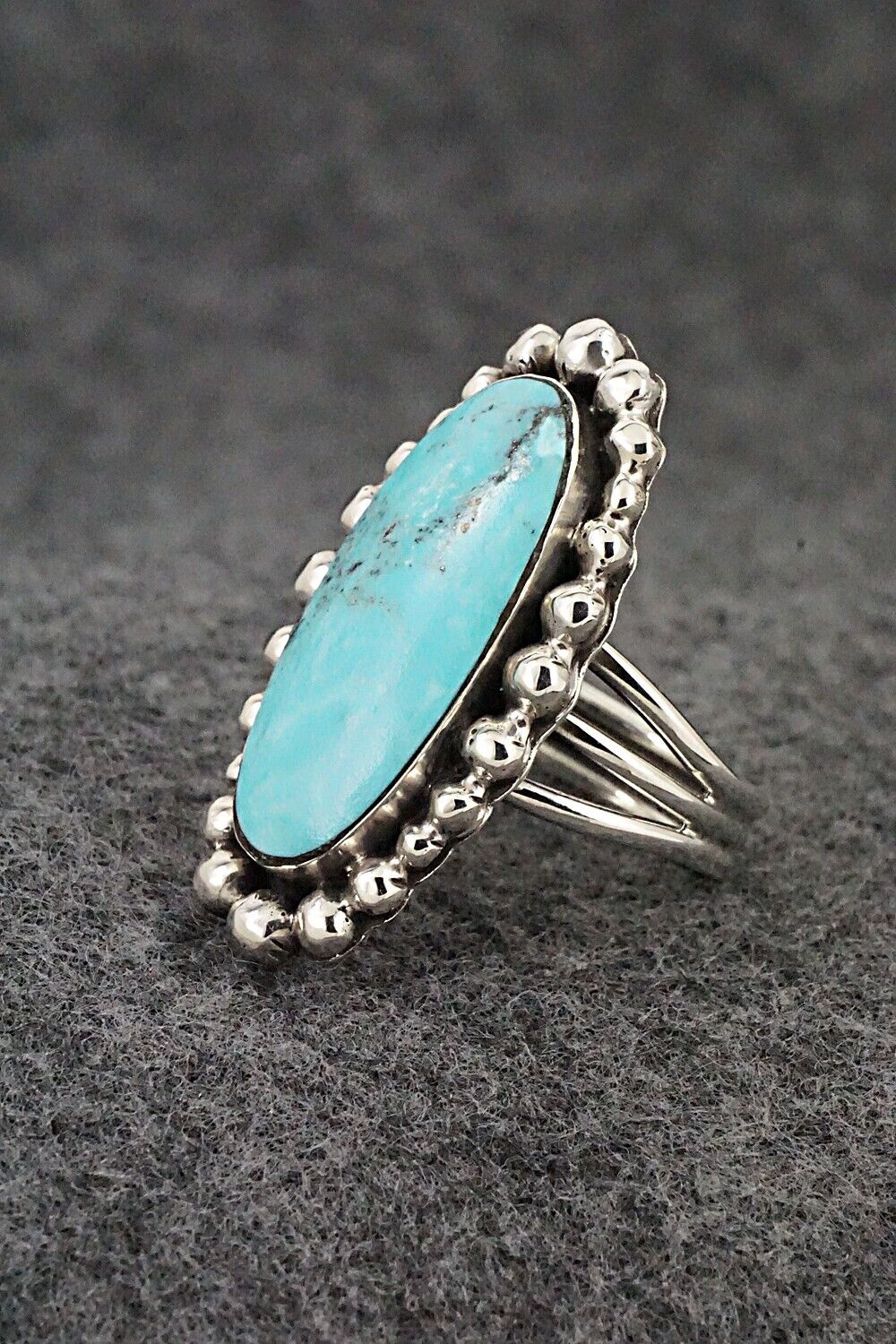 Turquoise & Sterling Silver Ring - Clarence Long - Size 7.5