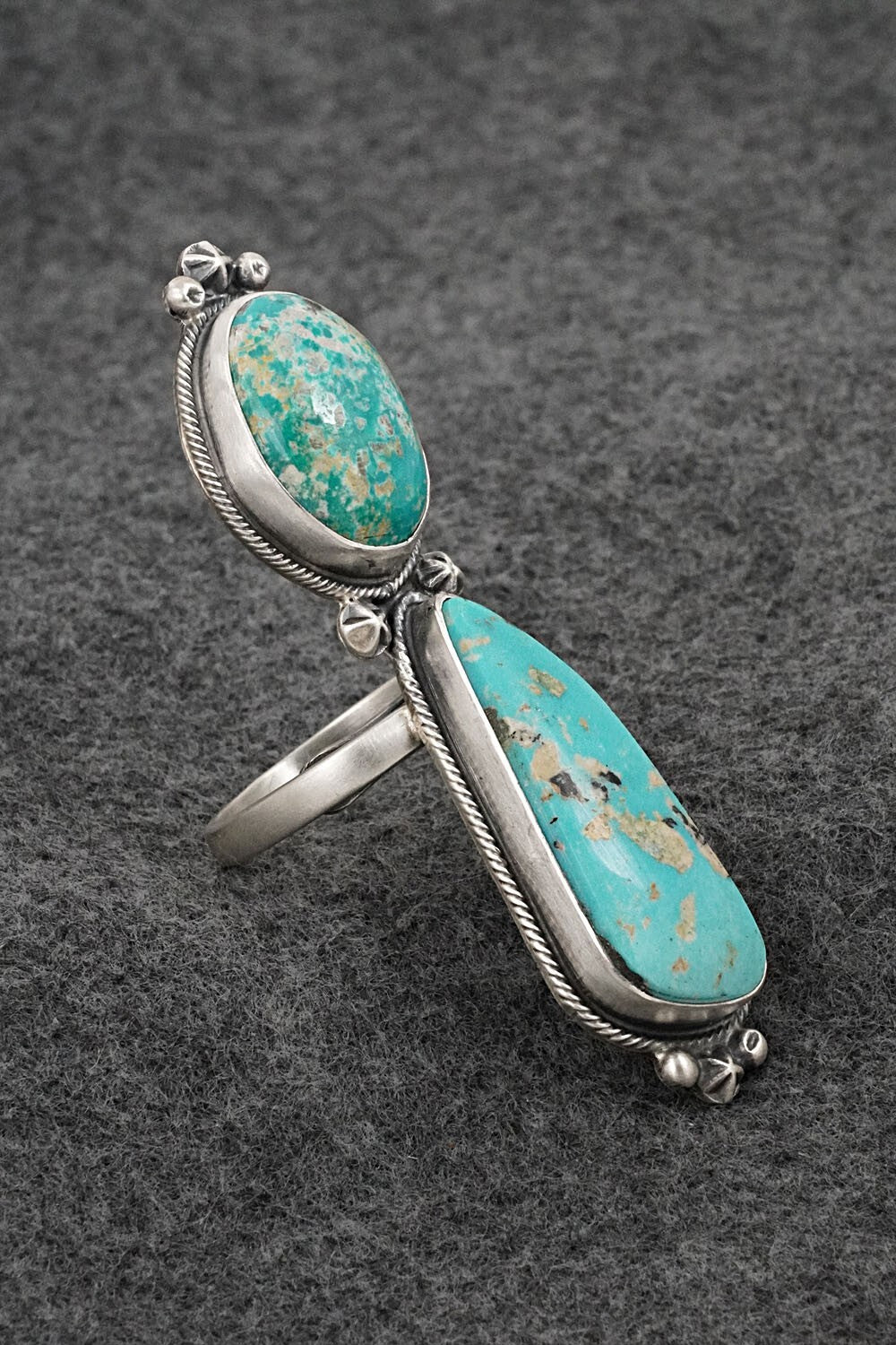 Turquoise & Sterling Silver Ring - Randy Billy - Size 8 Adj.