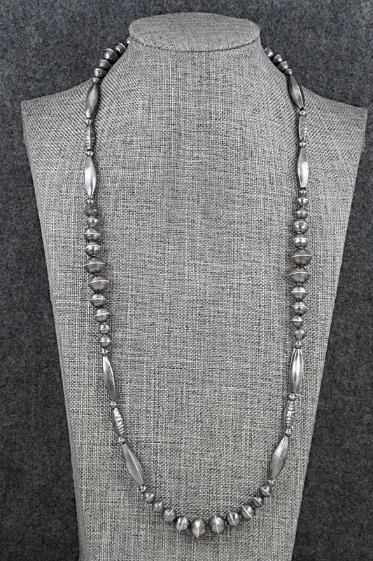Sterling Silver Navajo Pearl Necklace 24" - Vintage