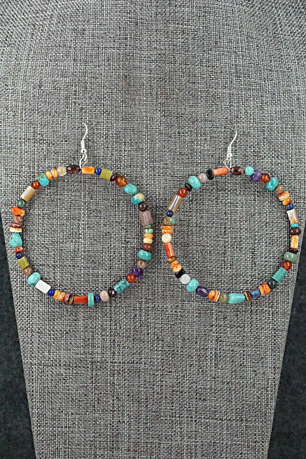 Multi-Stone & Sterling Silver Earrings - Helen Tsosie