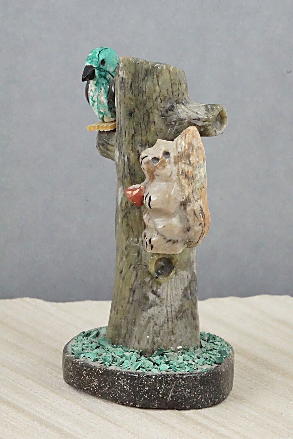 Squirrel and Bird Zuni Fetish Carving - Justin Natewa