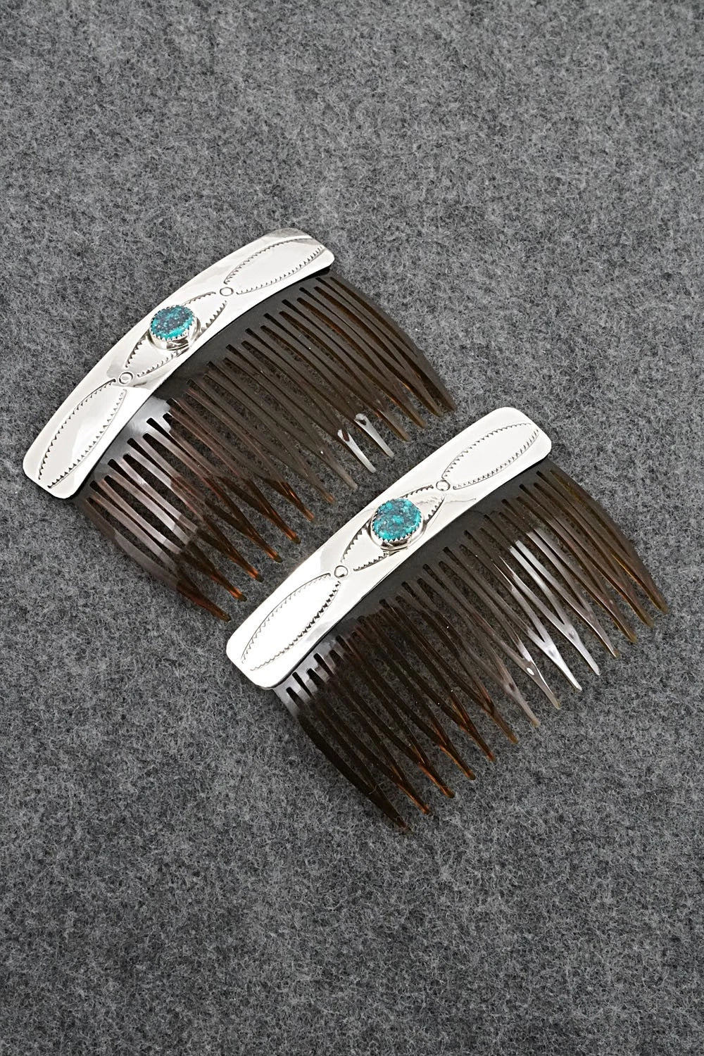 Turquoise & Sterling Silver Hair Combs - Joann Silver