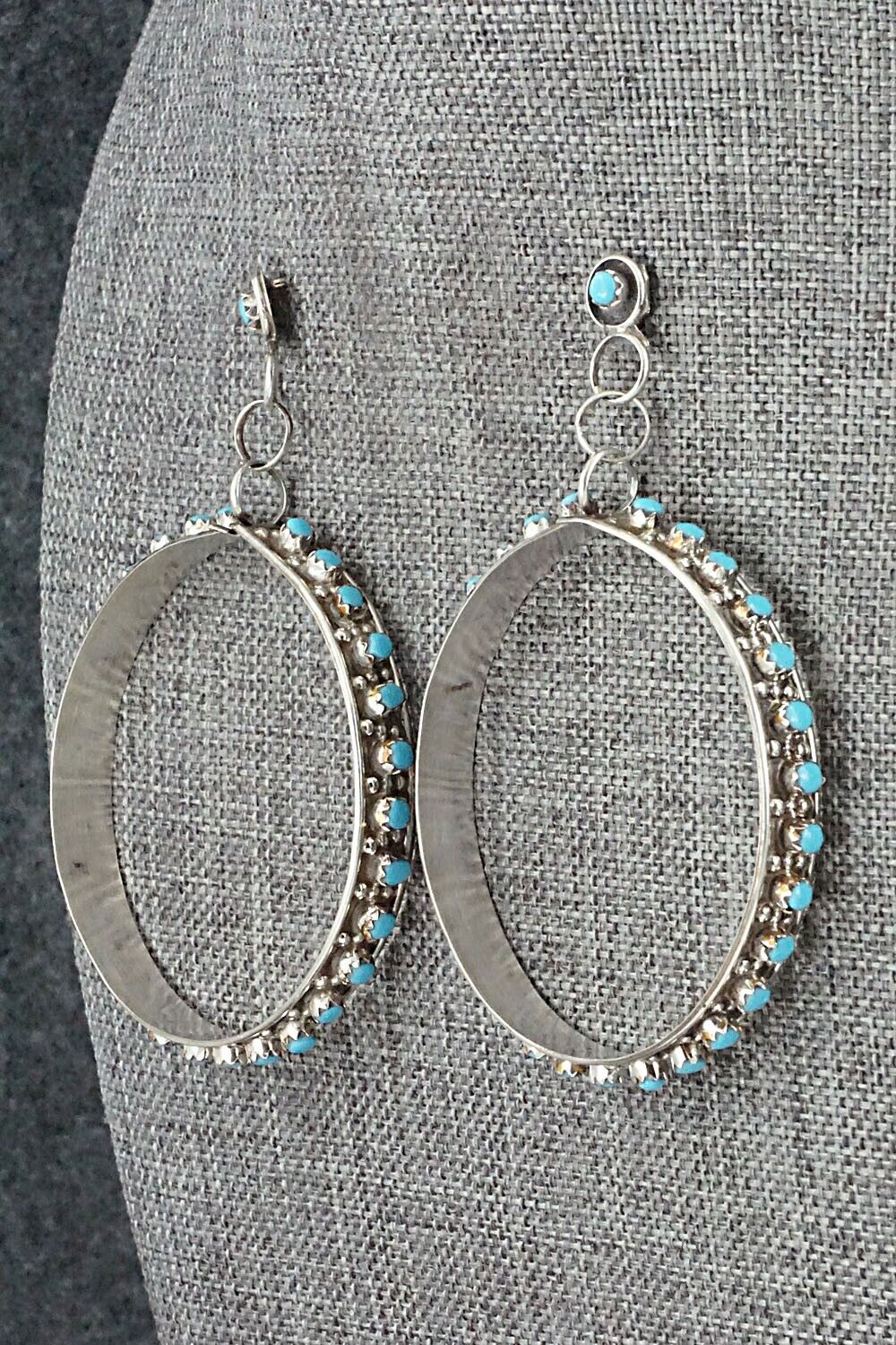 Turquoise & Sterling Silver Hoop Earrings - Joanne Cheama