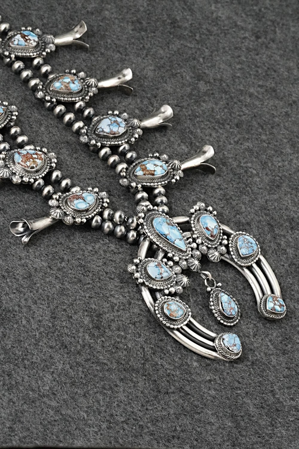 Turquoise & Sterling Silver Squash Blossom Set - Tom Lewis