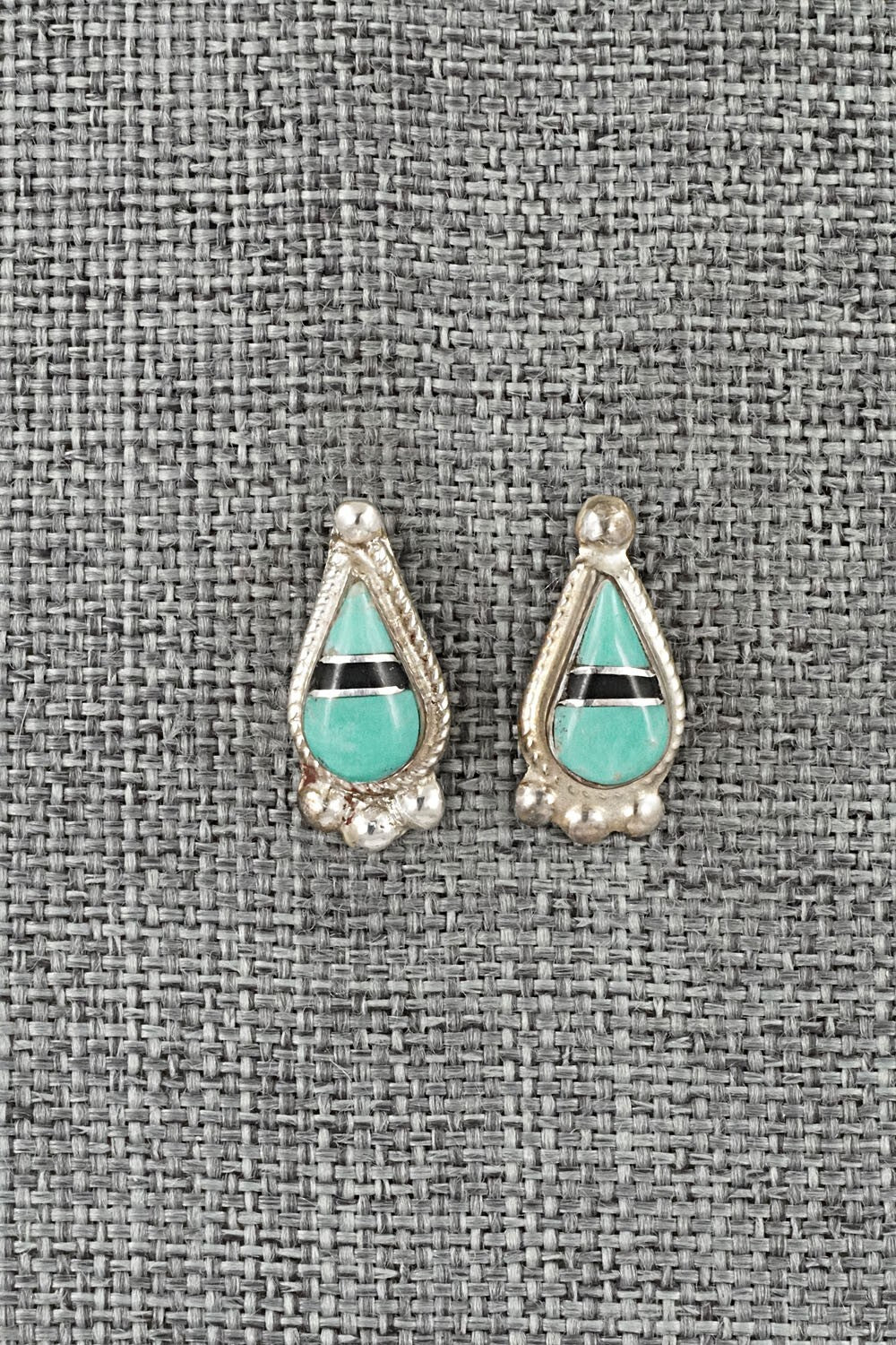 Turquoise, Onyx & Sterling Silver Earrings - Terrance Panteah