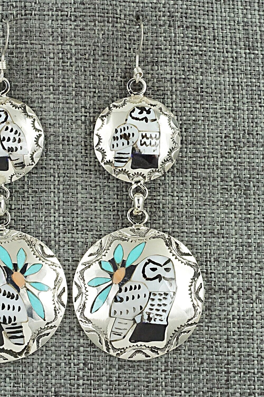 Multi Stone & Sterling Silver Earrings - Quintin Quam Sr.