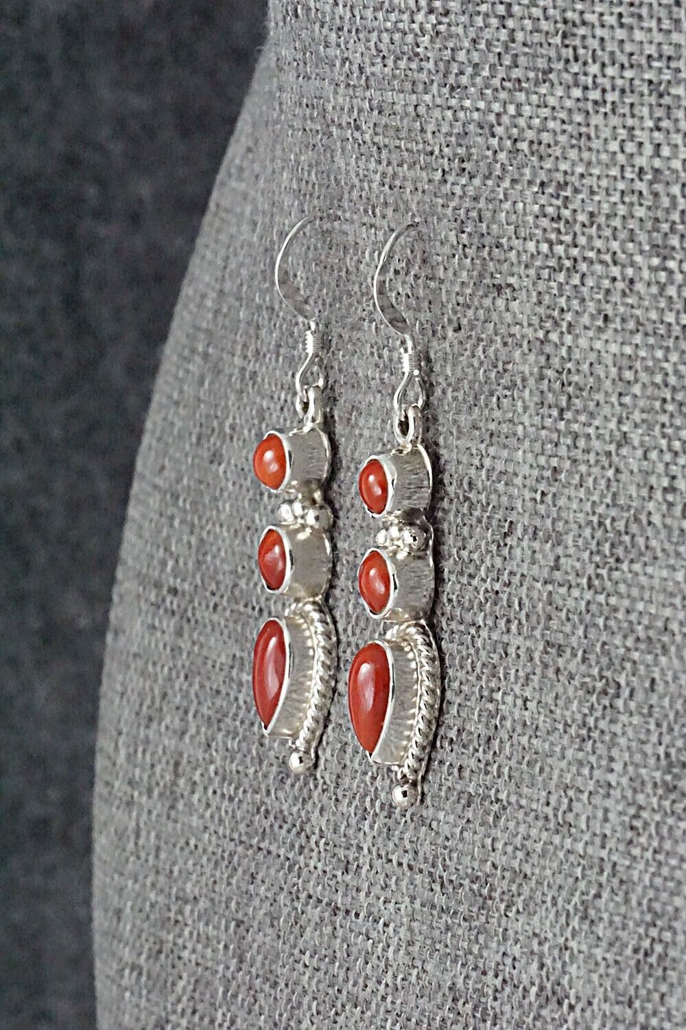 Coral & Sterling Silver Earrings - Verley Betone