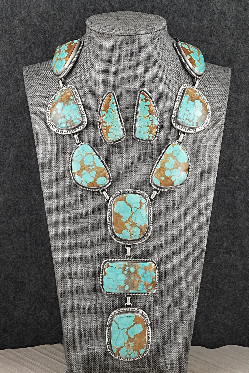 Turquoise & Sterling Silver Necklace and Earrings Set - Paul Livingston