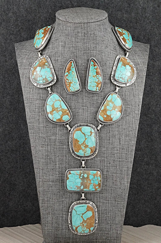 Turquoise & Sterling Silver Necklace and Earrings Set - Paul Livingston