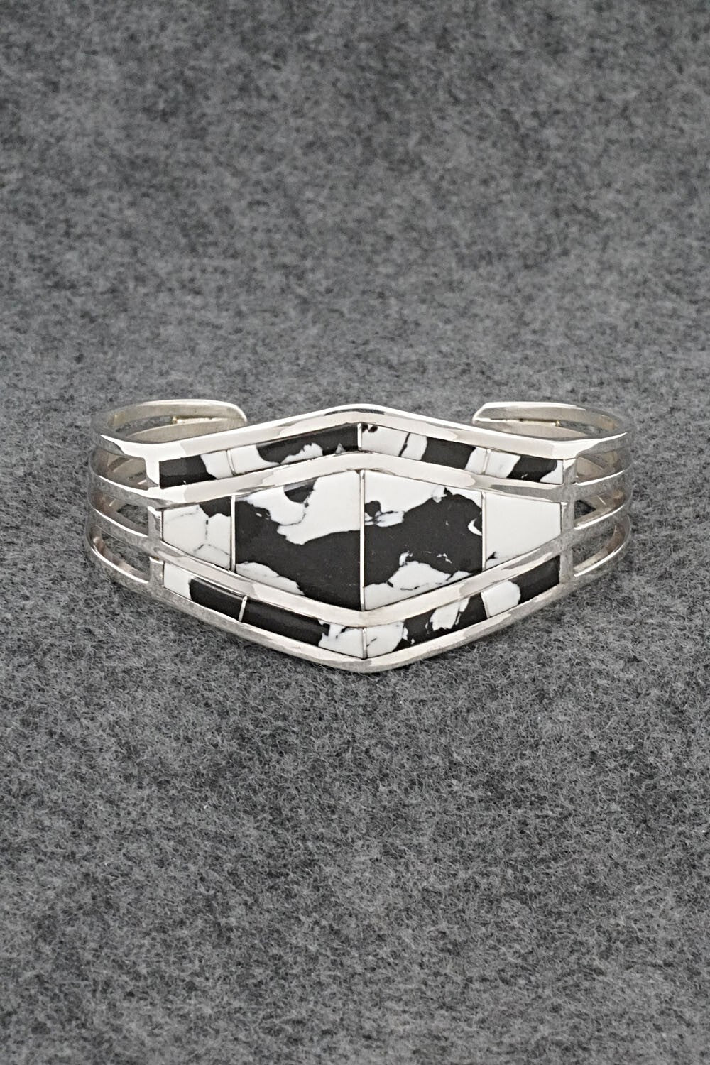 White Buffalo & Sterling Silver Inlay Bracelet - Andrew Enrico