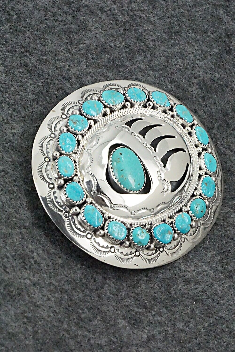 Turquoise & Sterling Silver Belt Buckle - Wilbert Muskett Sr.