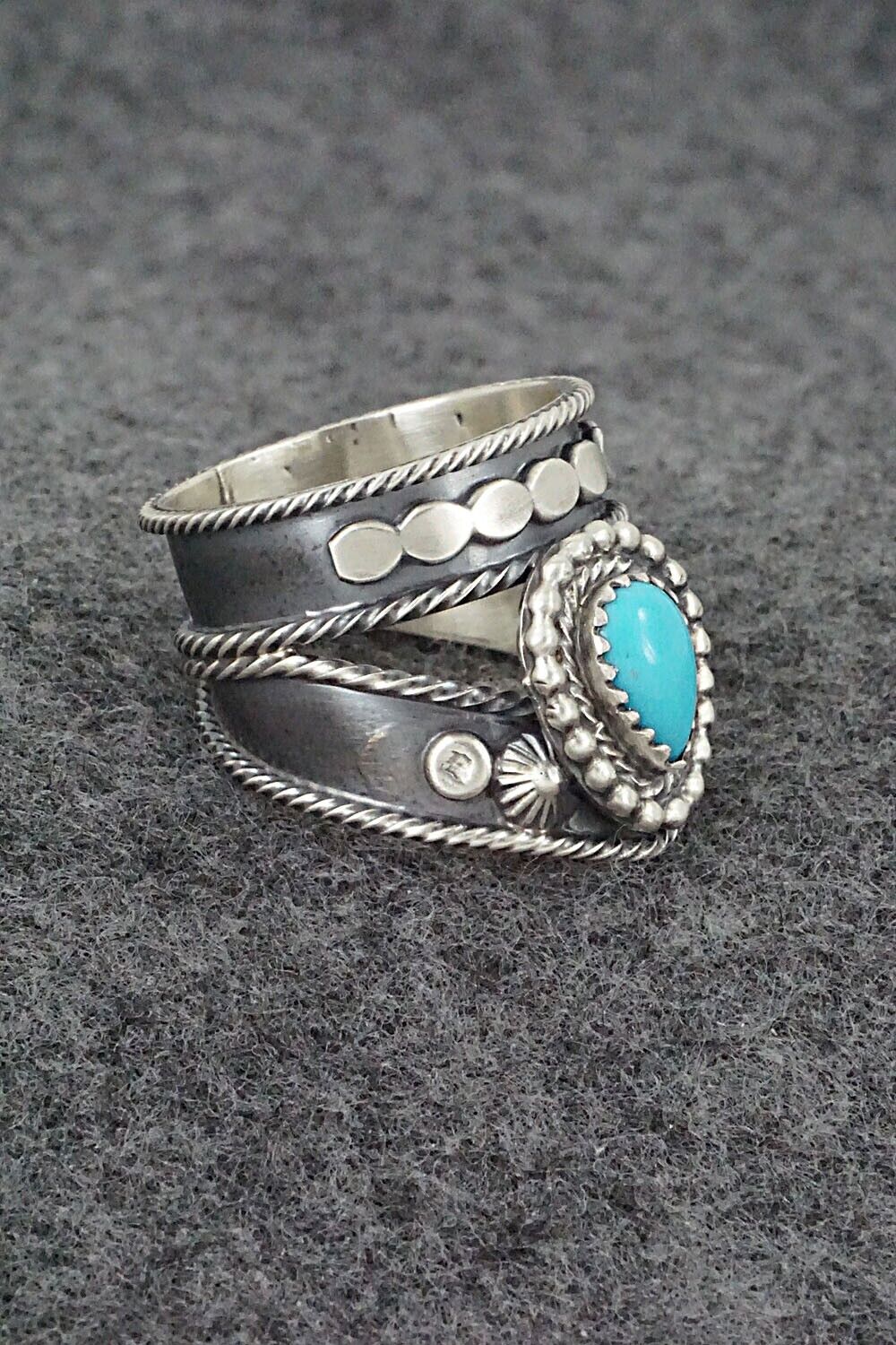 Turquoise & Sterling Silver Ring - Tom Lewis - Size 9.75