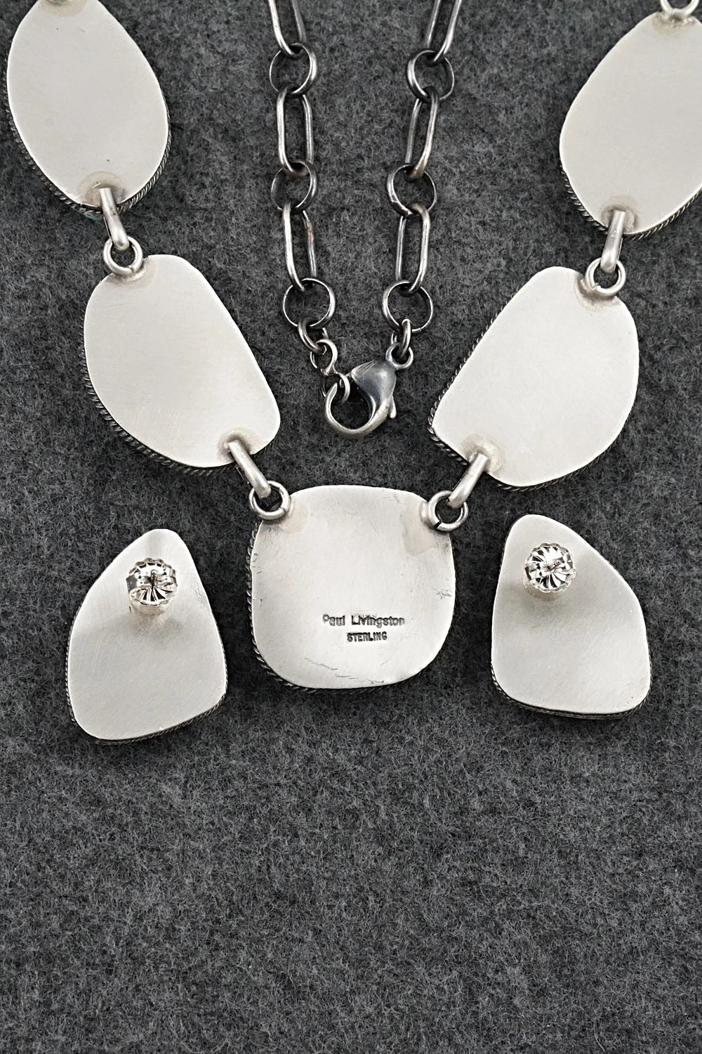 Turquoise & Sterling Silver Necklace and Earrings Set - Paul Livingston