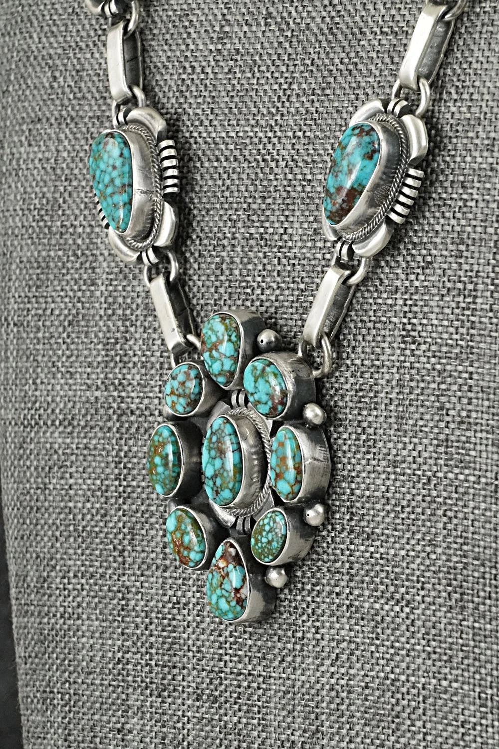 Turquoise & Sterling Silver Necklace and Earrings Set - Mark Yazzie