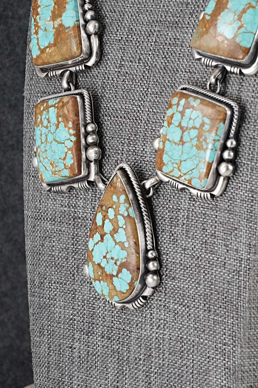 Turquoise & Sterling Silver Necklace and Earrings Set - Paul Livingston